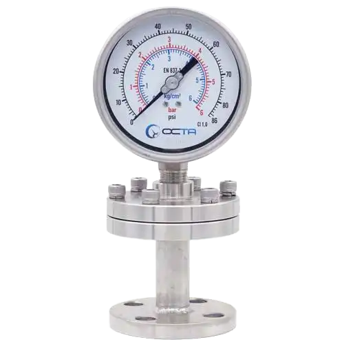 เพรสเชอร์เกจ pressure gauge diaphragm seal Hflange gs100 octa front